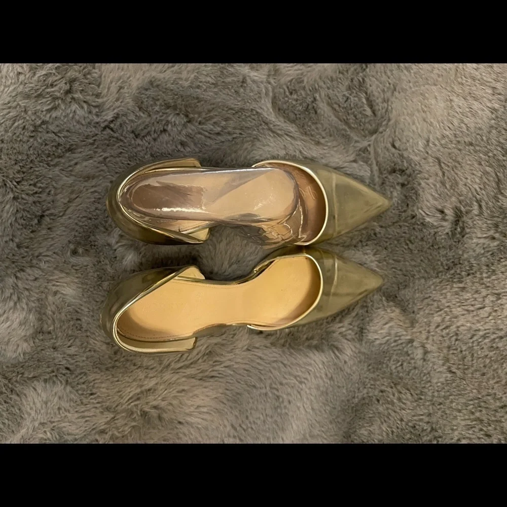‼️MADE IN ITALY‼️ J. Crew Gold Dorsey Heels 4 inch - Picture 2 of 4